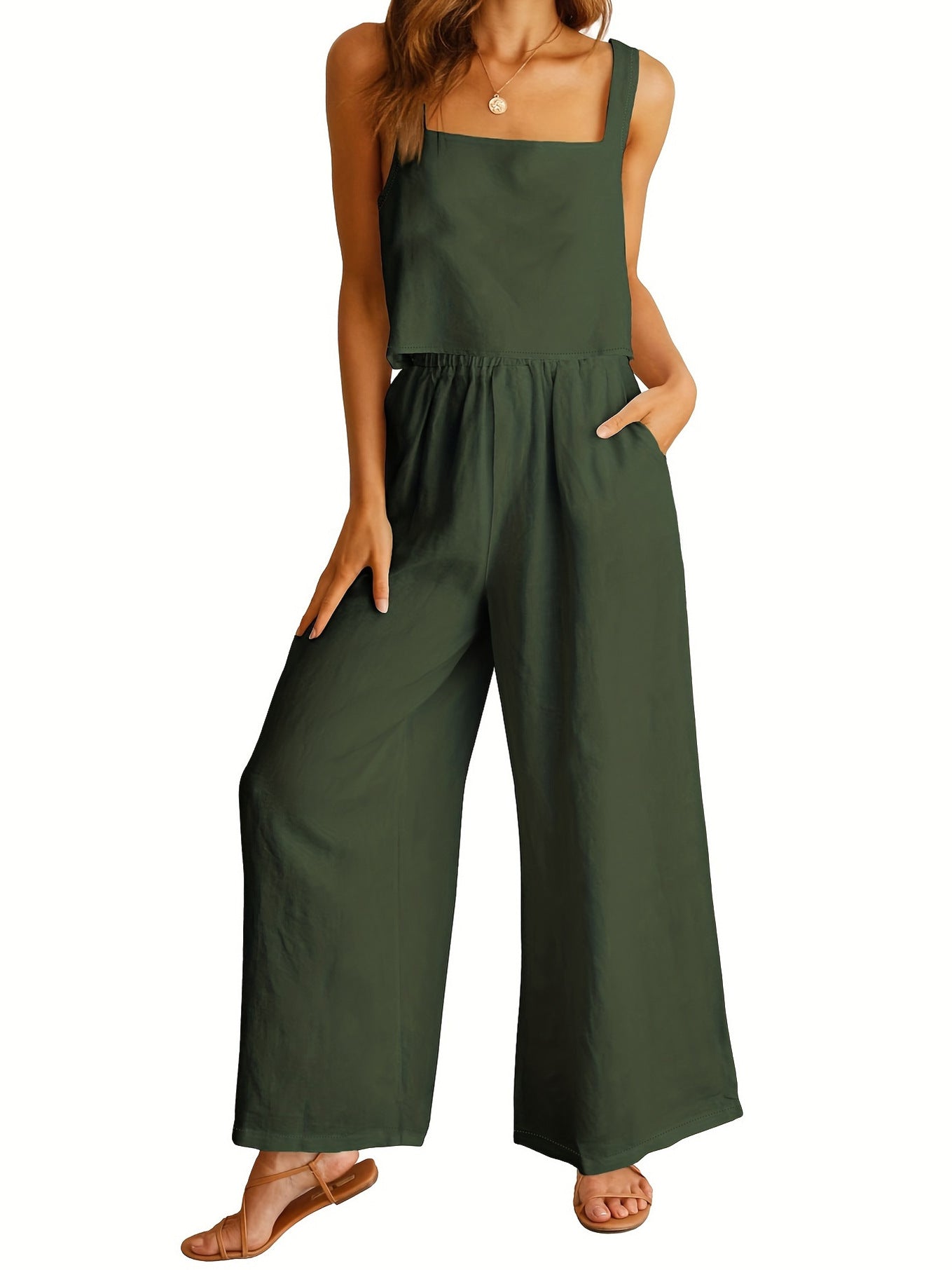 Damen Lässiger Jumpsuit mit weiten Beinen und praktischen Taschen Stalluxe