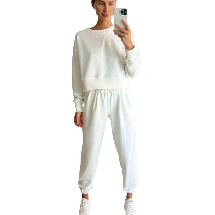 Damen entspannter Sweatanzug mit cropped Oberteil und elastischem Bund Stalluxe