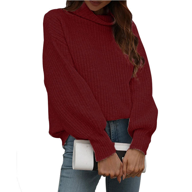 Damen Strickpullover mit weitem Schnitt und modischem Rollkragen Stalluxe