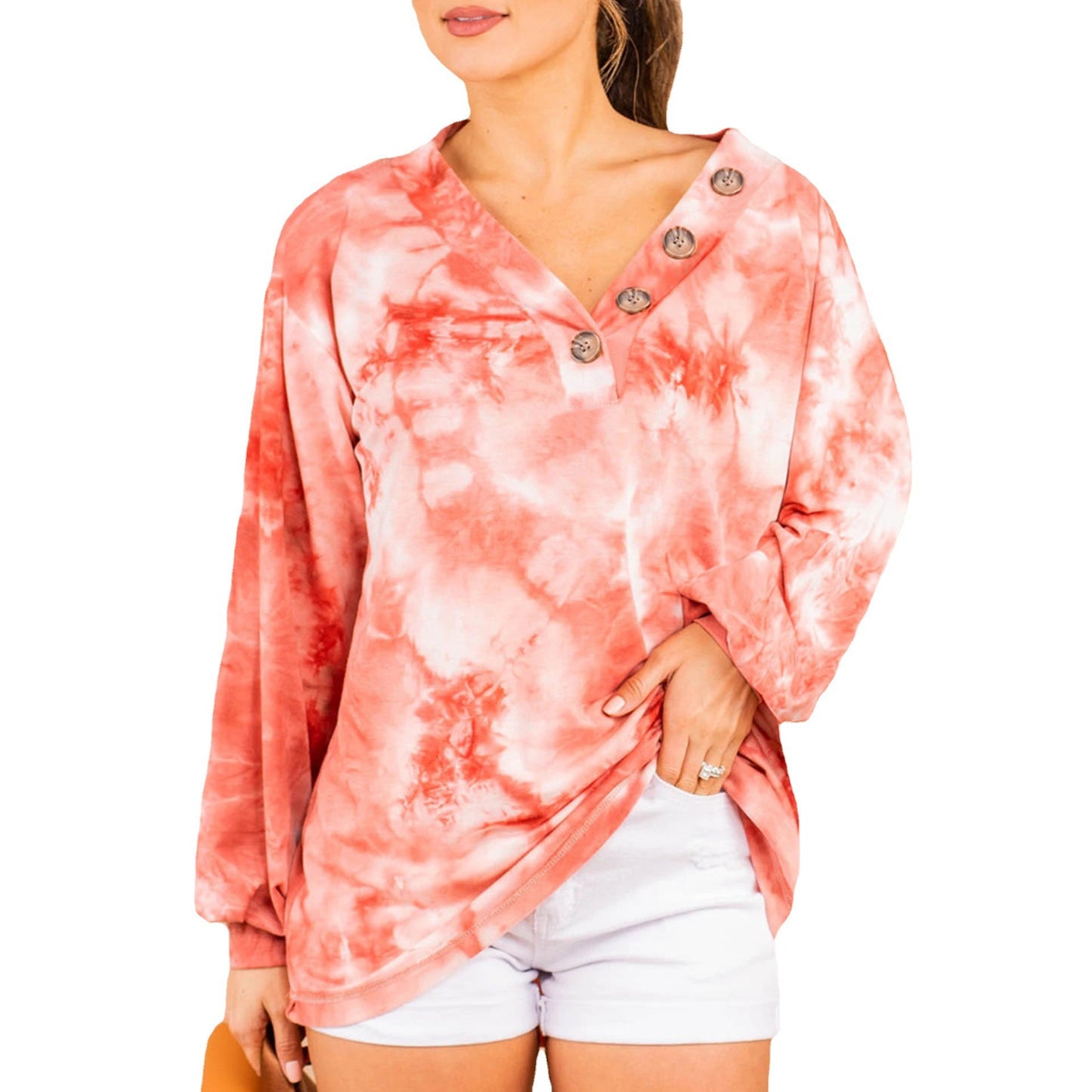 Damen lässiger Oversized-Pullover mit Knopfleiste Stalluxe