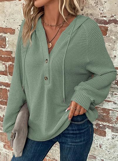 Damen lässiger Hoodie mit Knopfdetails und weit geschnittenen Ärmeln Stalluxe