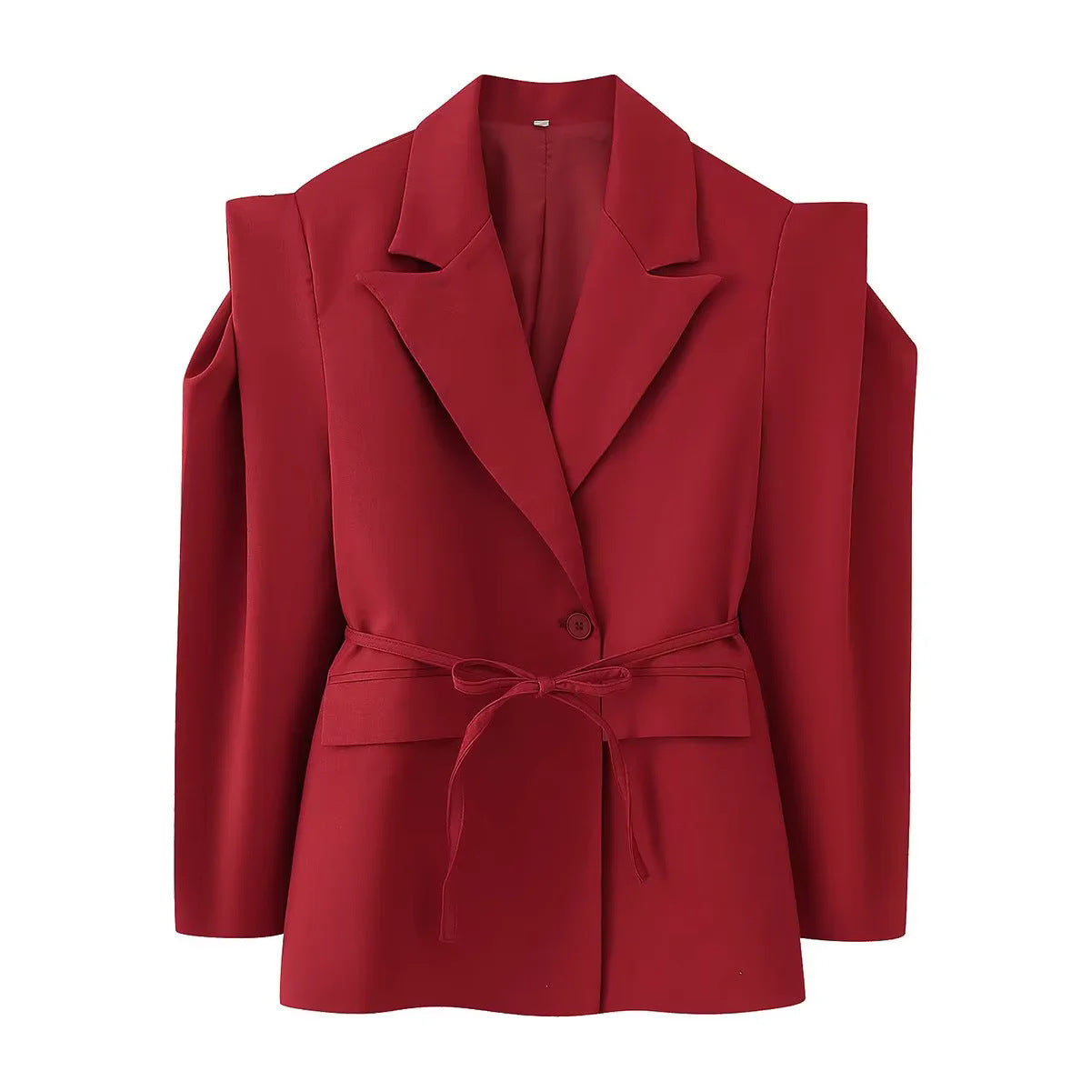 Damen Modische Blazerjacke mit Gürtel und Seidenoptik Stalluxe
