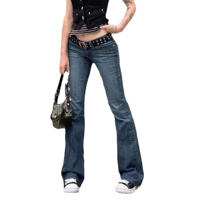 Damen lässige Flared Jeans im Retro-Stil mit hohem Bund Stalluxe