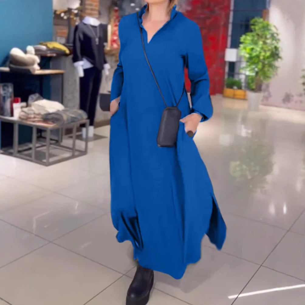 Damen Hemdblusenkleid mit praktischen Taschen und langen Ärmeln Stalluxe