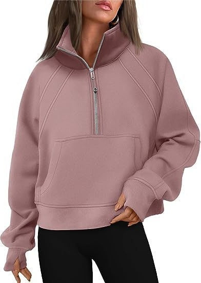 Damen Trendy Fleecepullover mit Stehkragen und Zipper Stalluxe
