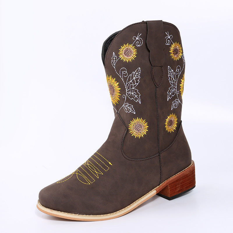 Damen Cowboystiefel mit verspieltem Blumenmuster Stalluxe