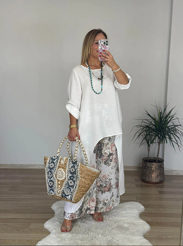 Women's Relaxed Fit Linen Tunic Top Stalluxe