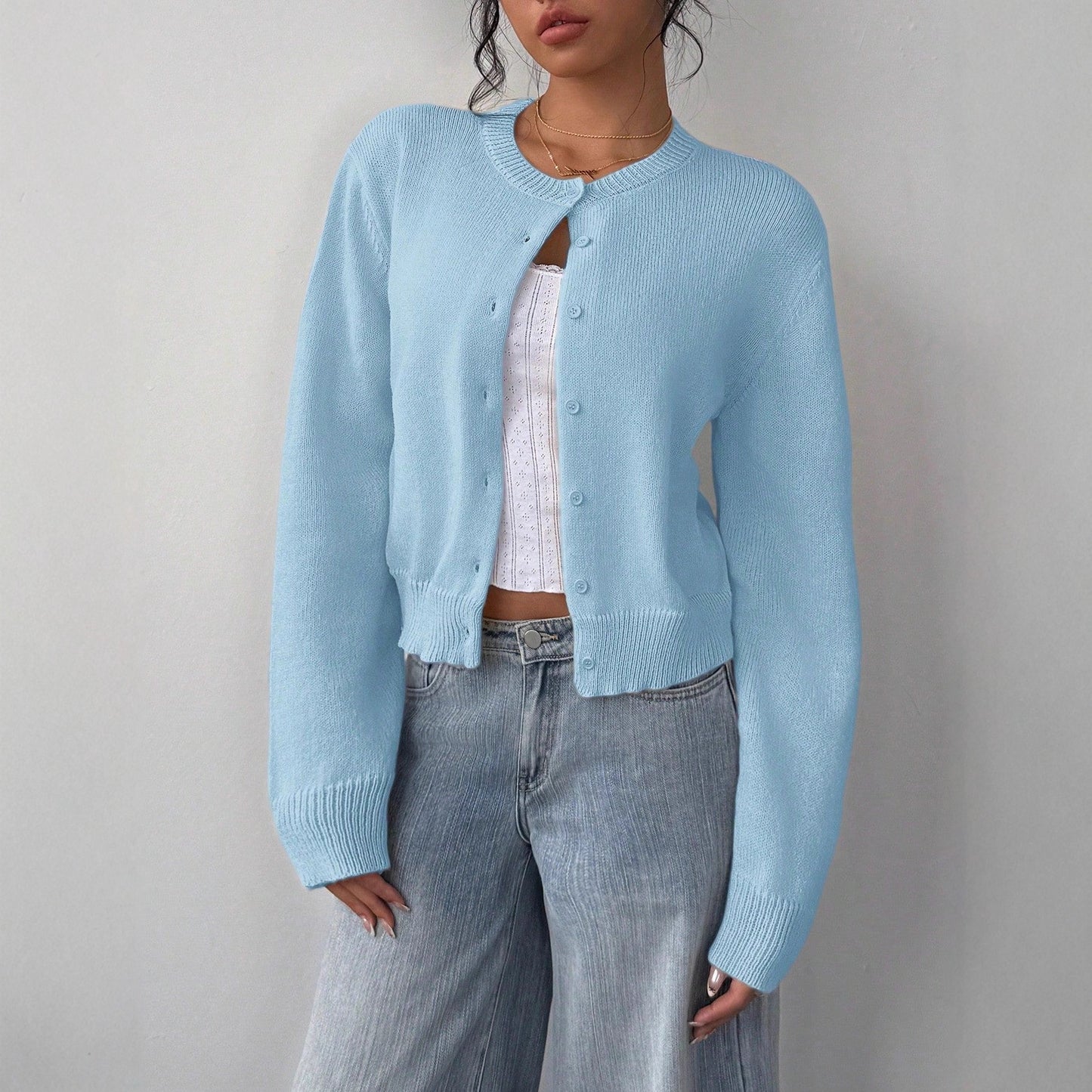 Damen Strickjacke mit feiner Textur und eleganter Knopfleiste Stalluxe