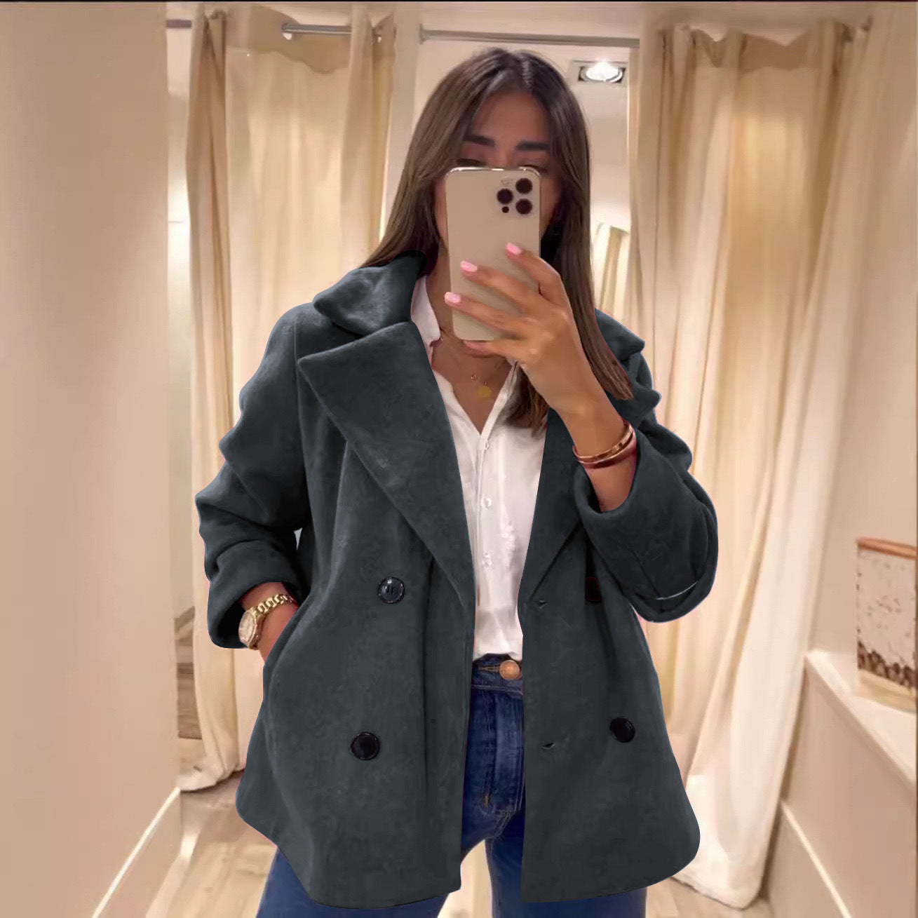 Women's Double-Breasted Peacoat Stalluxe