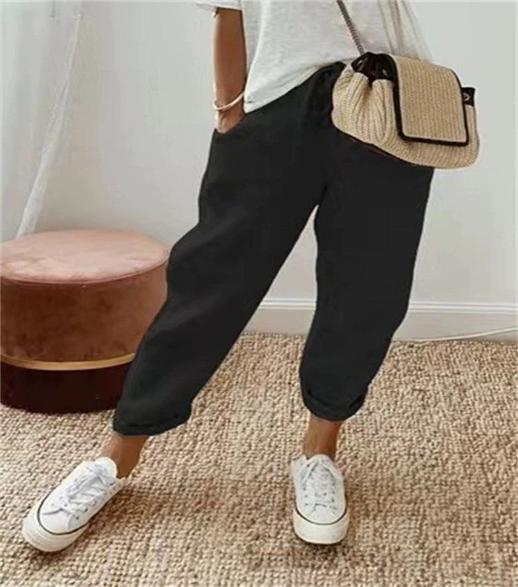 Damen Bequeme und lässige Chino-Hose mit elastischem Bund Stalluxe