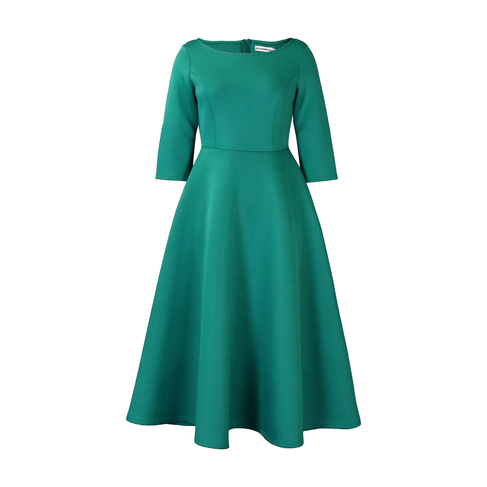 Damen elegantes Cocktailkleid mit A-Linien Schnitt und halblangen Ärmeln Stalluxe