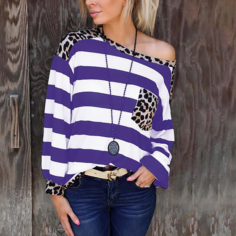 Damen lässiger Pullover mit modernem Streifenmix und Animal-Print Stalluxe