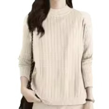 Damen Feinstrickpullover mit attraktivem Rippenmuster und hochgeschlossenem Kragen Stalluxe