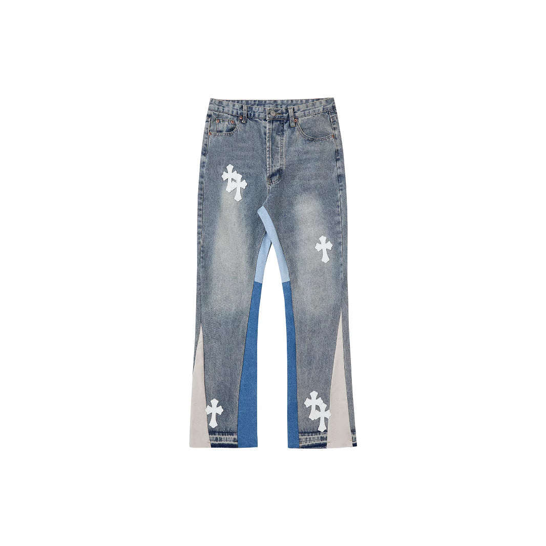 Damen kreative Jeans mit einzigartigen Farbblöcken und Detailapplikationen Stalluxe