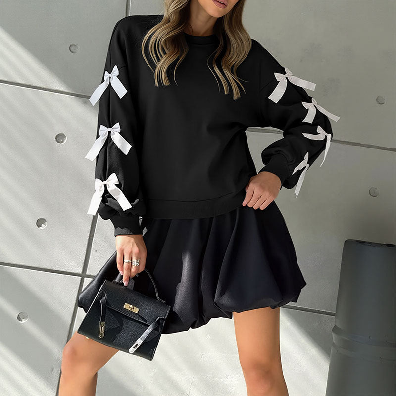 Damen Sweatshirt mit Rüschendetails und Schleifen Stalluxe
