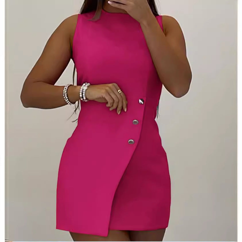 Damen Kurzkleid mit asymmetrischem Knopfdetail Stalluxe