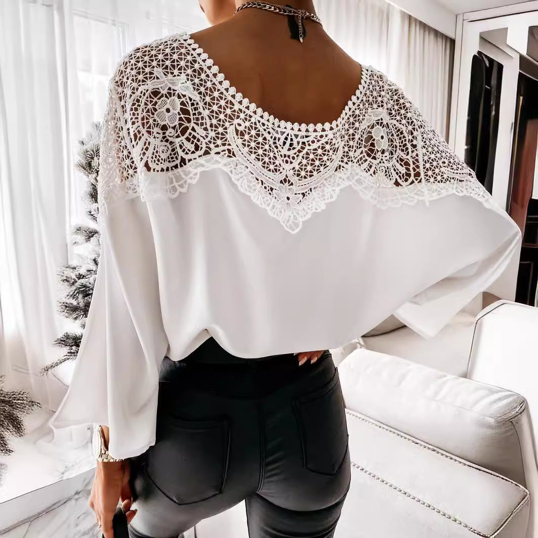 Damen Elegante Bluse mit Spitzenpartie Stalluxe