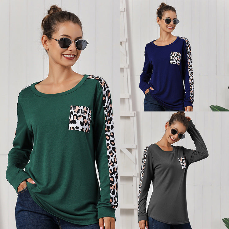 Damen Modischer Langarmshirt mit Leoparden-Applikationen Stalluxe