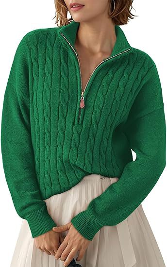 Damen Grobstrick Pullover mit Stehkragen und halbem Reißverschluss Stalluxe