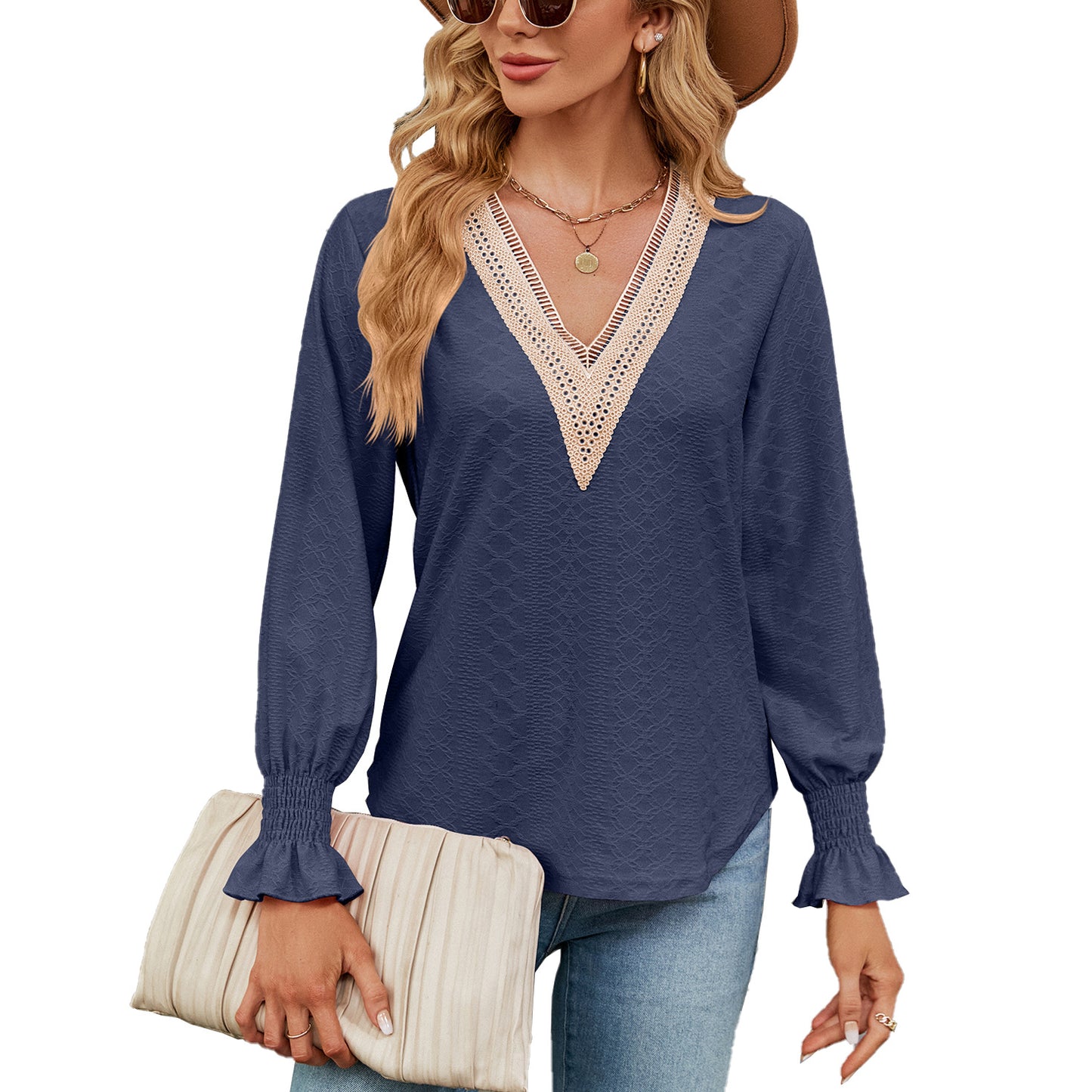 Damen Luftiges Blusenshirt mit feinem Strukturdesign Stalluxe