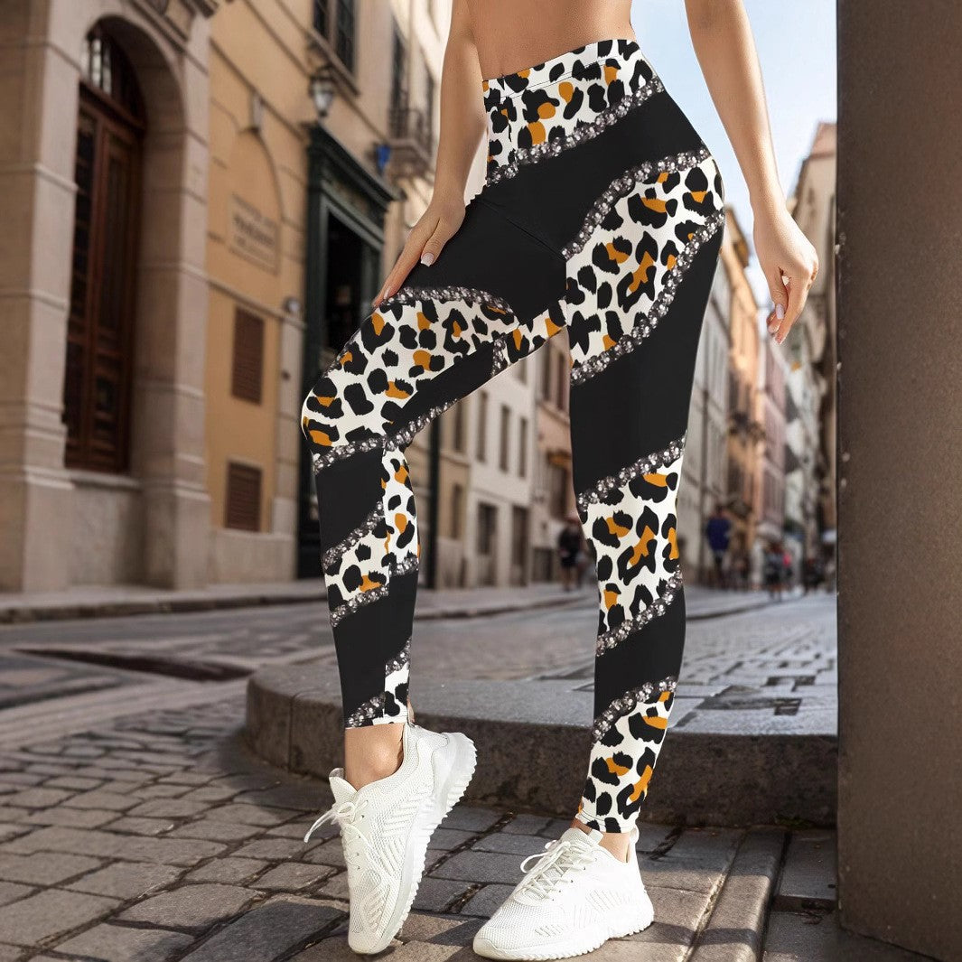 Damen Sportliche Leggings mit floralen Akzenten und hohem Bund Stalluxe
