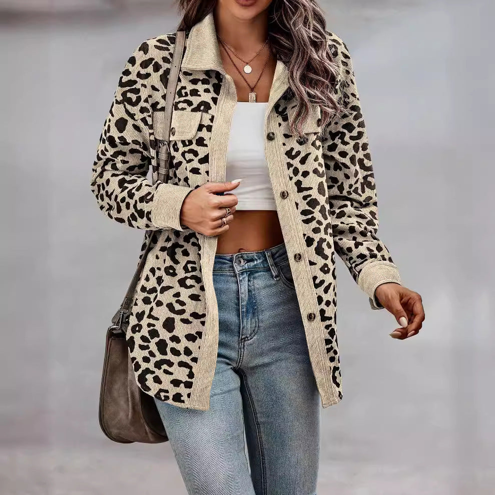 Damen lässige Leinenjacke im Animal-Print Stil Stalluxe