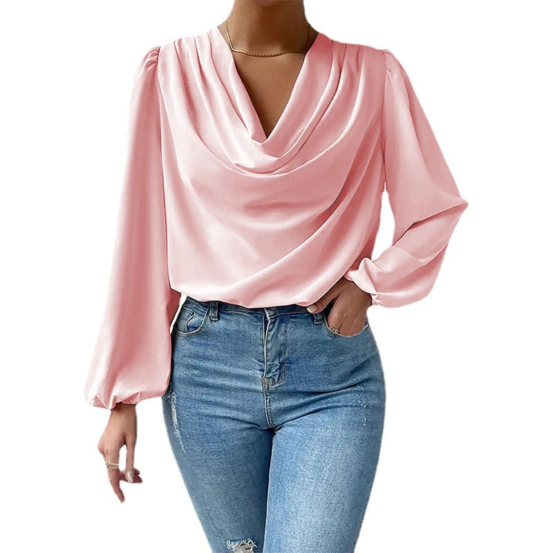 Damen elegante Bluse mit Drapierung Stalluxe
