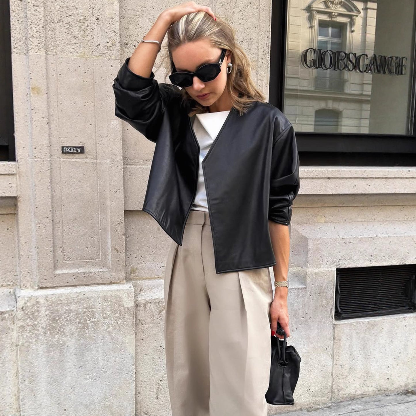 Damen modische Jacke aus hochwertigem Kunstleder Stalluxe