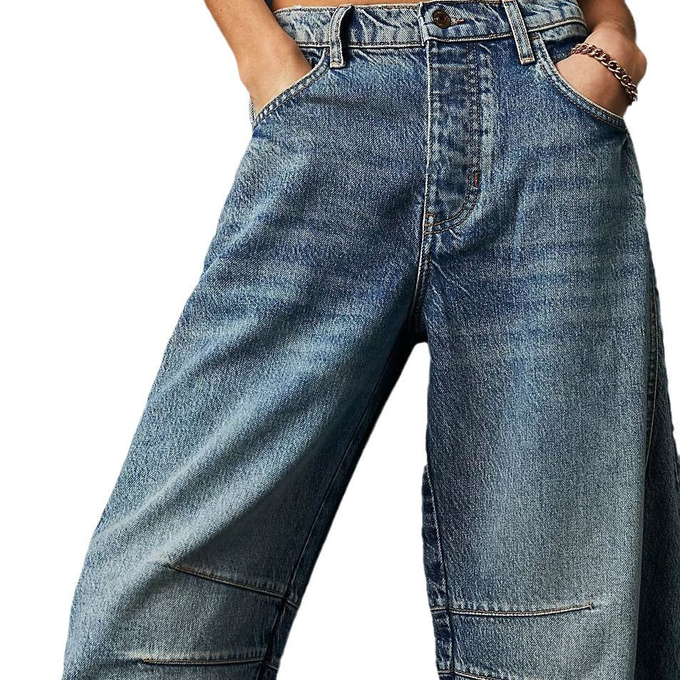 Damen Weite Jeans mit lässigem Schnitt und modischen Akzenten Stalluxe