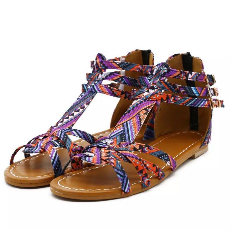Damen Grafisch gemusterte Riemchensandalen mit verstellbarem Knöchelriemchen Stalluxe