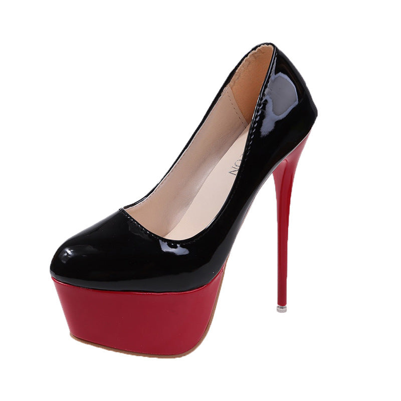 Damen Plateau-Pumps mit glänzendem Obermaterial und hohem Stiletto-Absatz Stalluxe