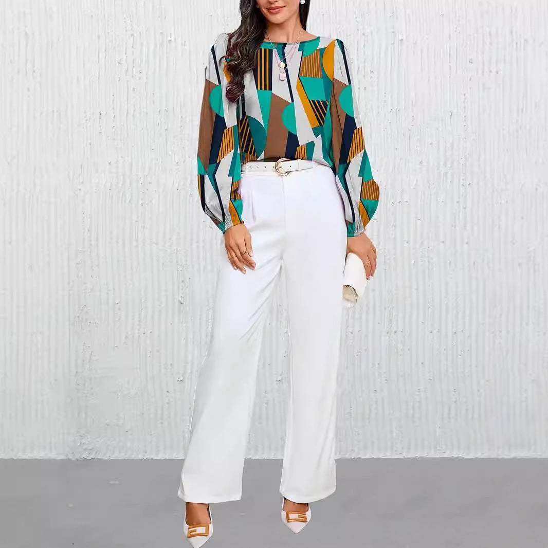 Damen Modische Bluse mit geometrischem Design Stalluxe