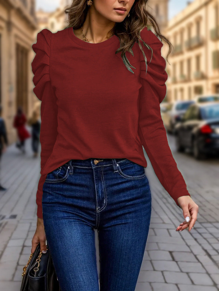 Damen modisches Langarmshirt mit Rüschenärmeln Stalluxe