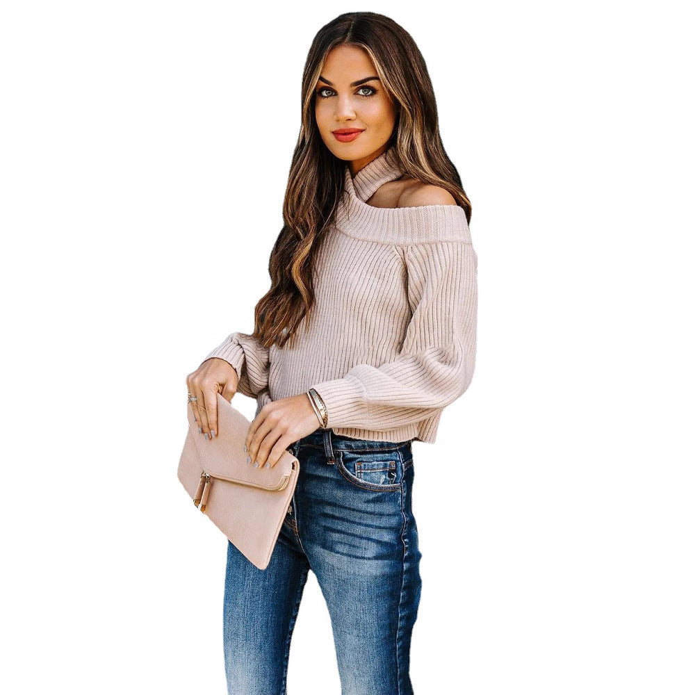 Damen Trendiges Ripp-Strickoberteil mit schulterfreiem Design Stalluxe