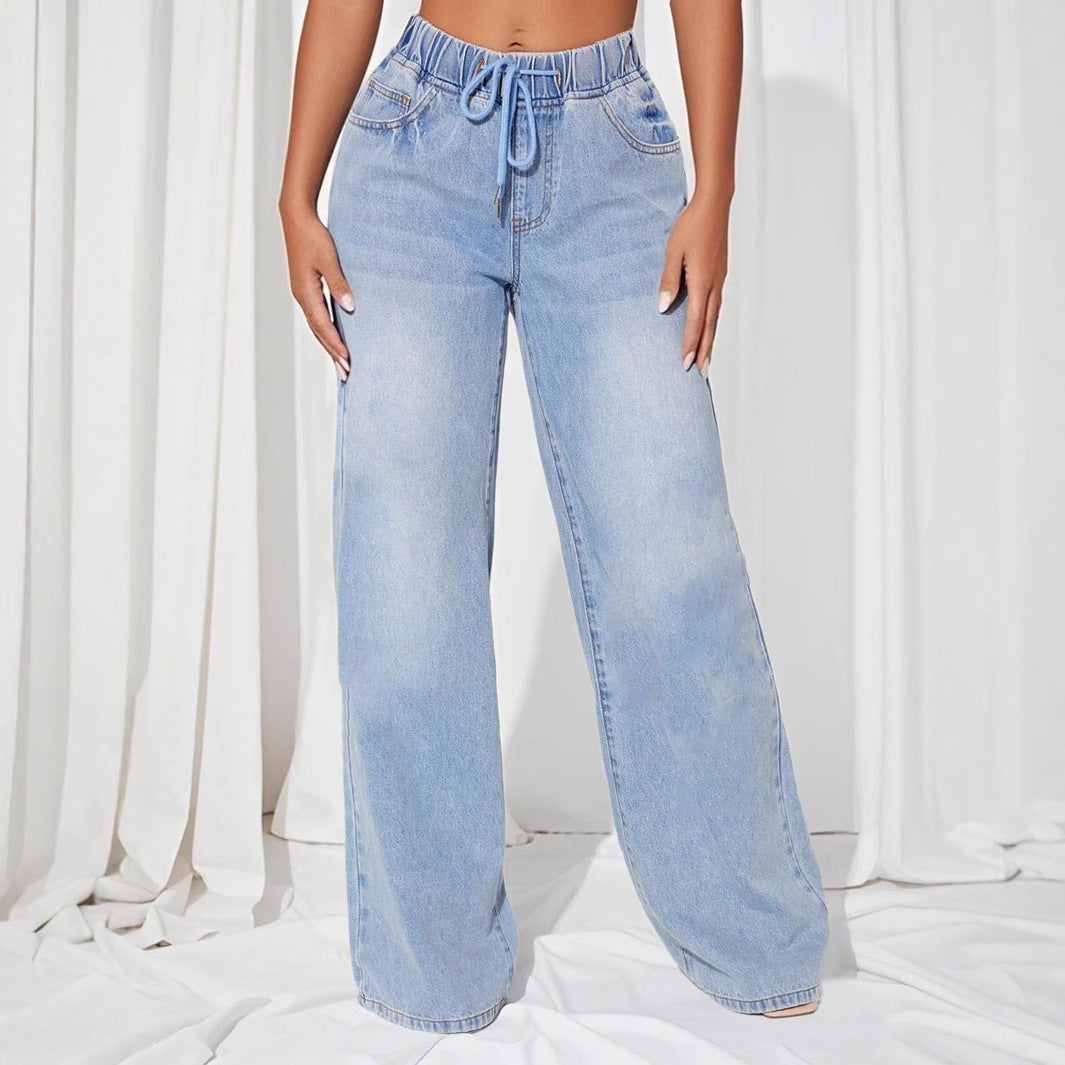 Damen Loose-Fit Jeans mit elastischem Bund und Kordelzug Stalluxe