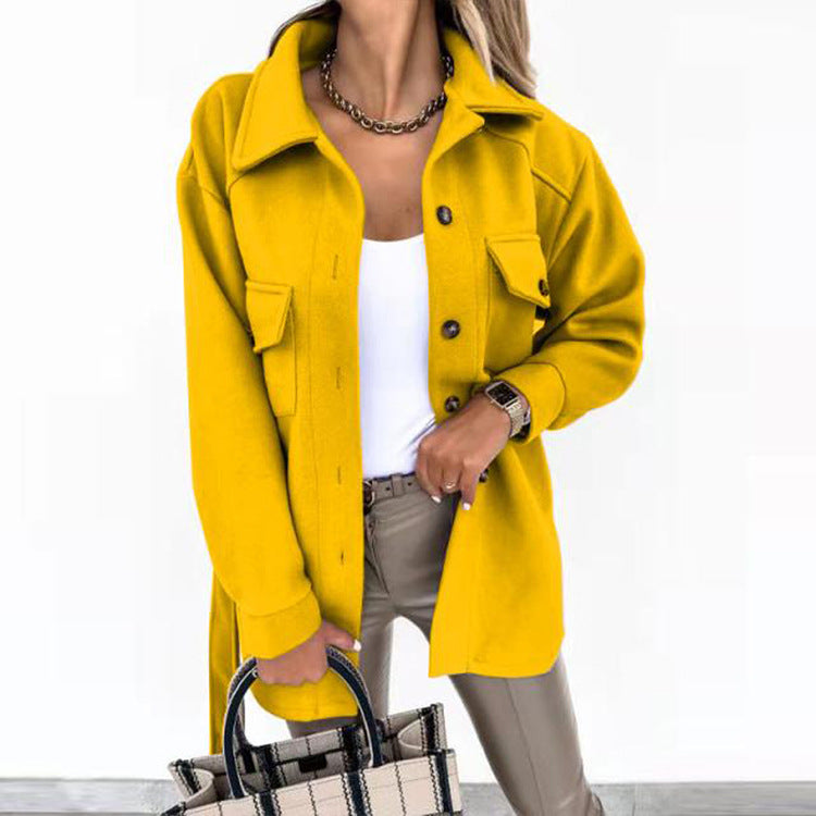 Damen Oversize-Hemdjacke mit praktischen Taschen und modernem Kragen Stalluxe