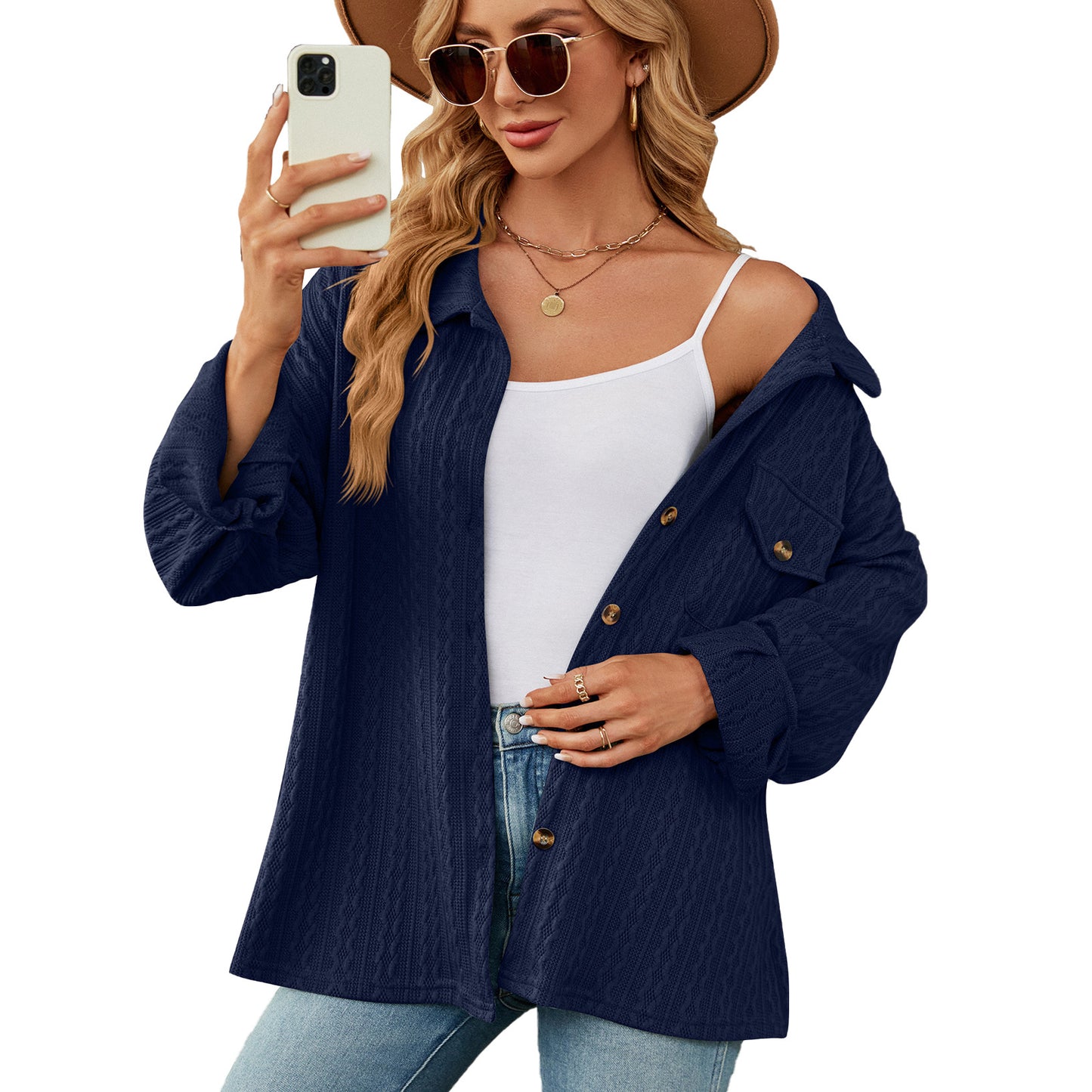 Damen Übergröße Hemdjacke mit strukturiertem Muster Stalluxe