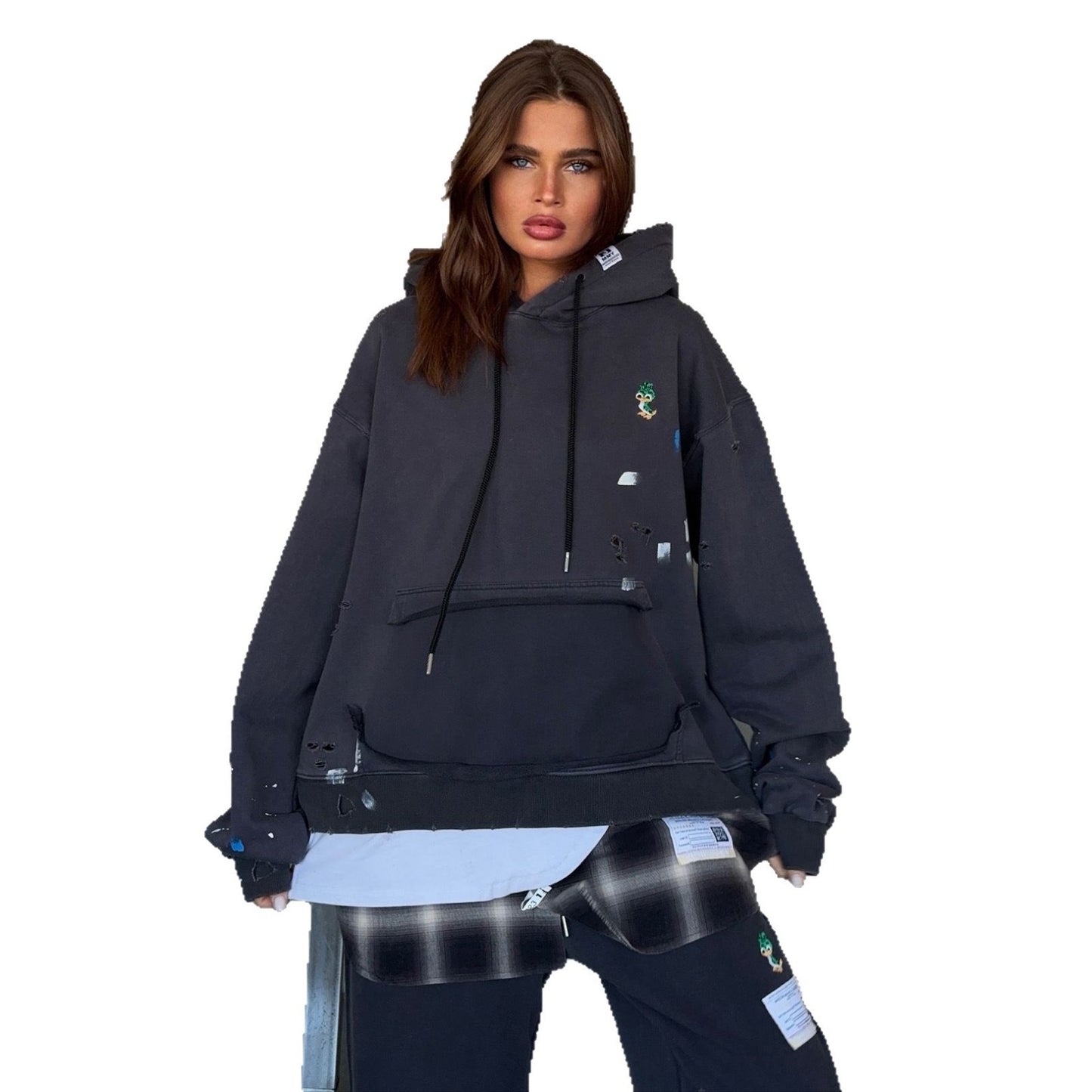 Damen Oversized Kapuzenpullover mit speziellen Designelementen Stalluxe