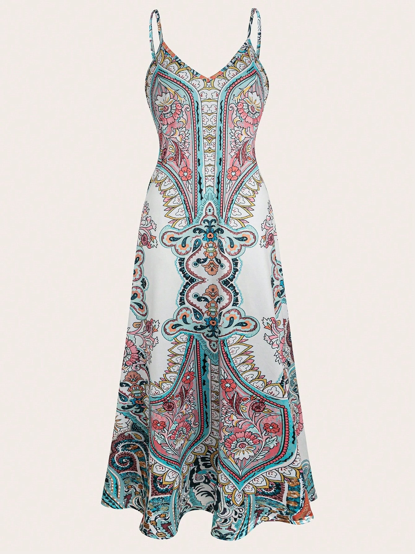 Damen Elegantes Maxikleid mit filigranem Muster und Spaghetti-Trägern Stalluxe