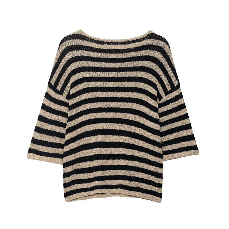 Damen lässiger Strickpullover mit breiten Streifen und weichem Material Stalluxe
