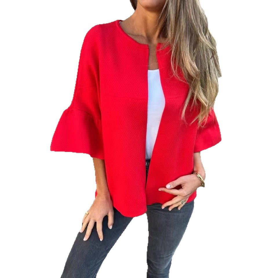 Damen Modische Jacke mit weitem Ärmel und leicht strukturiertem Stoff Stalluxe