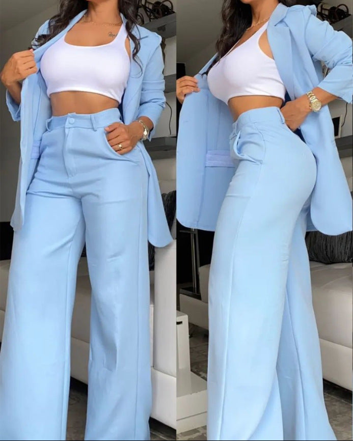 Damen Modernes Blazer-Set mit weiten Hosen und klassischem Schnitt Stalluxe