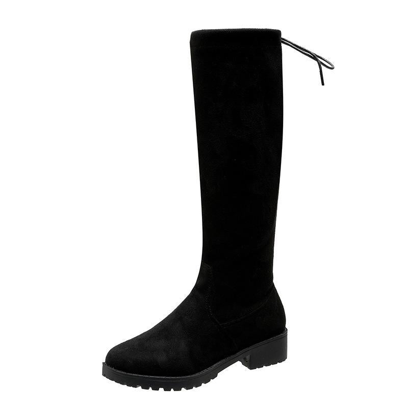 Damen Überknee-Stiefel mit samtiger Oberfläche und verstellbarem Schnürdetail Stalluxe