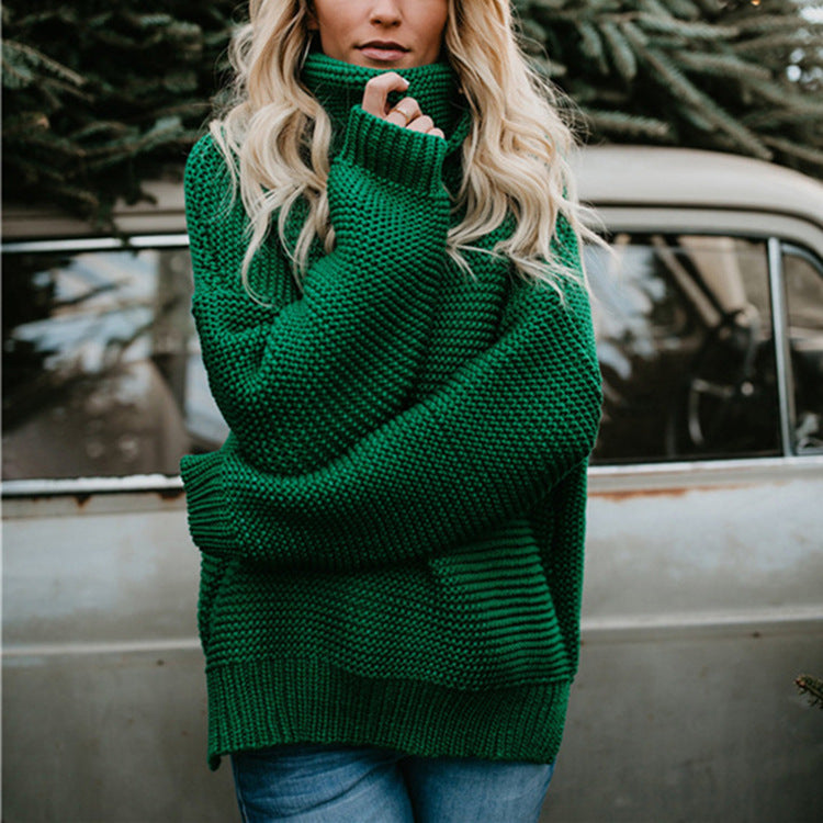 Damen Grobstrickpullover mit hohem Kragen und lässiger Passform Stalluxe