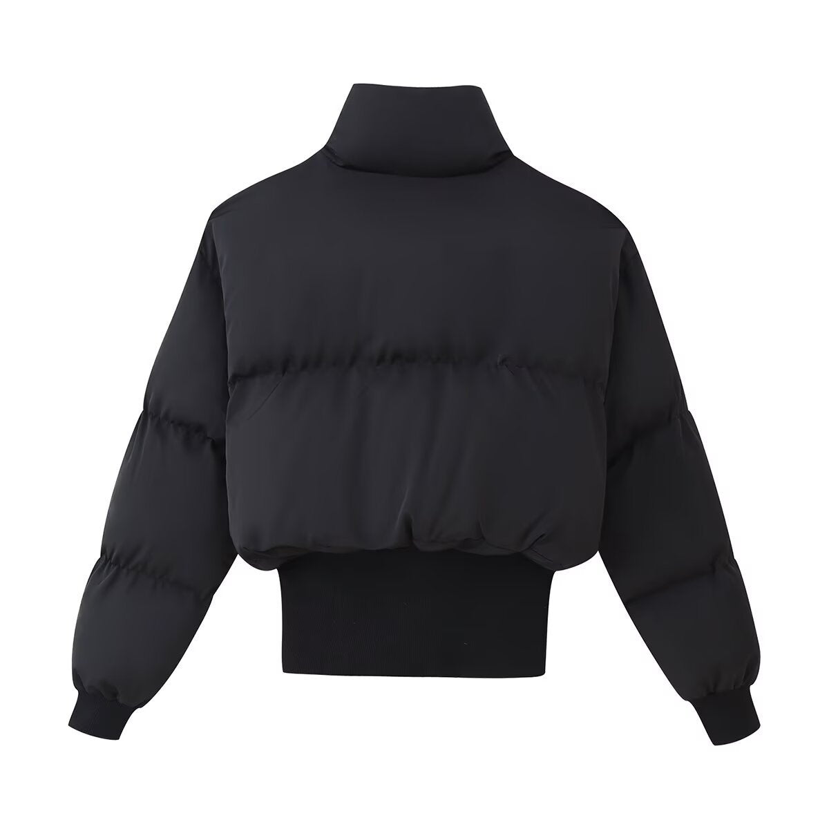 Damen modische cropped Steppjacke mit hohem Kragen und elastischem Saum Stalluxe