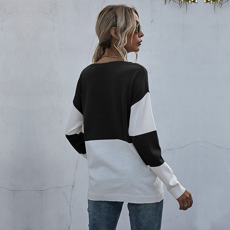 Damen lässiger V-Pullover mit modischem Netzdesign Stalluxe