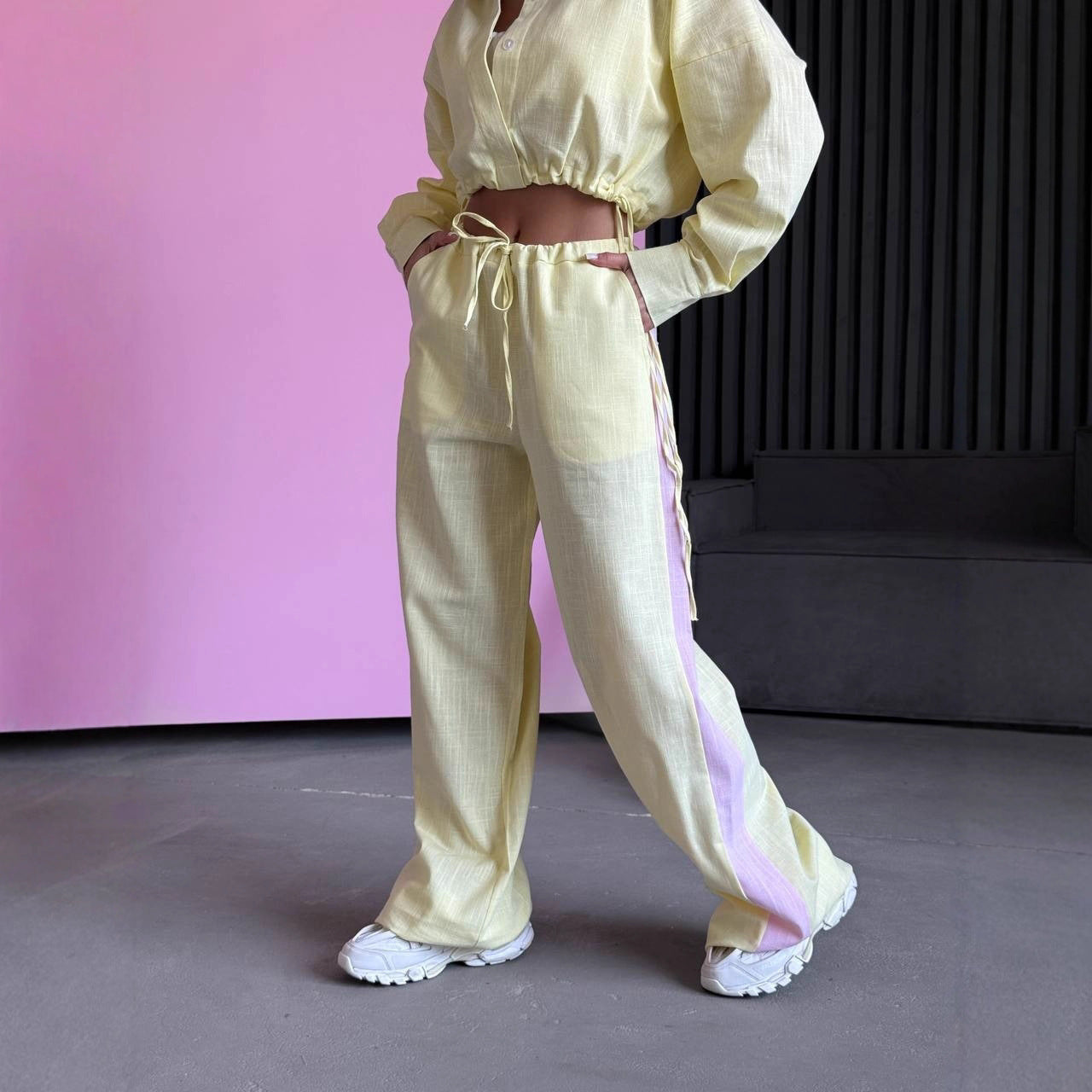 Damen lässiger Oberteil und weite Hose Set Stalluxe