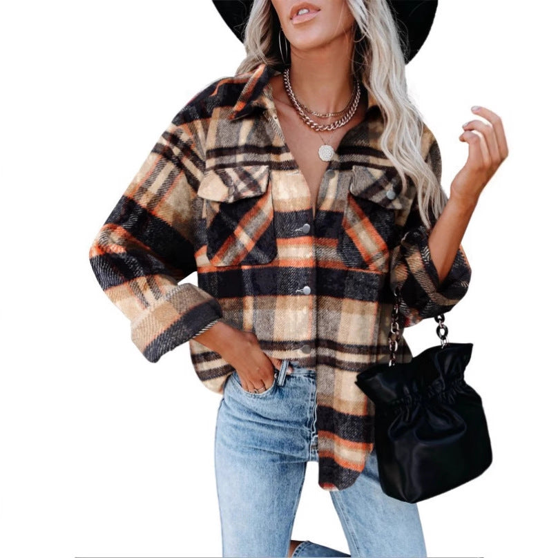 Damen Karierter Flanellhemdjacke mit übergroßem Schnitt Stalluxe