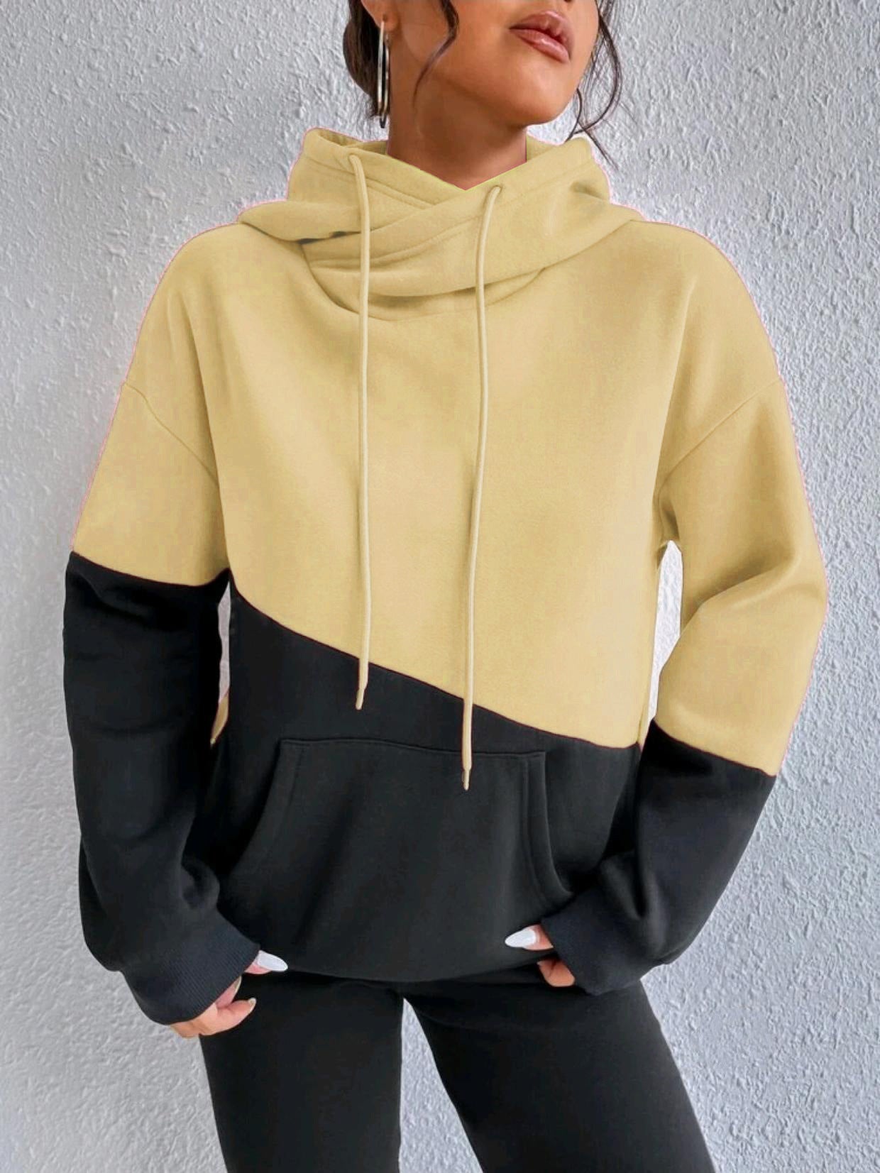 Damen gemütlicher Hoodie mit asymmetrischem Farbblockdesign Stalluxe