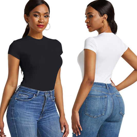 Damen figurbetontes T-Shirt mit kurzem Arm Stalluxe